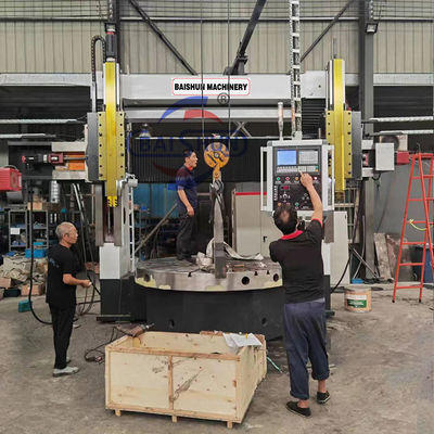 العمود المزدوج الثقيل للخدمة العمودية الدوارة CNC عجلة الدوارة آلة Fanuc / نظام التحكم سيمنز